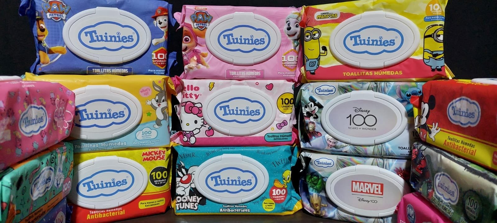 🧼 Toallitas Húmedas Tuinies x100 Unidades | Cajón x12 Packs Surtidos 🍼🌈
