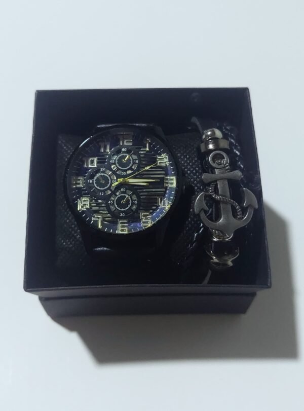 Reloj de Cuarzo con Pulsera  🎁 (color negro) - Image 3