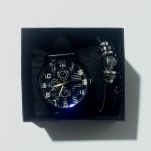 Reloj de Cuarzo con Pulsera  🎁 (color negro)