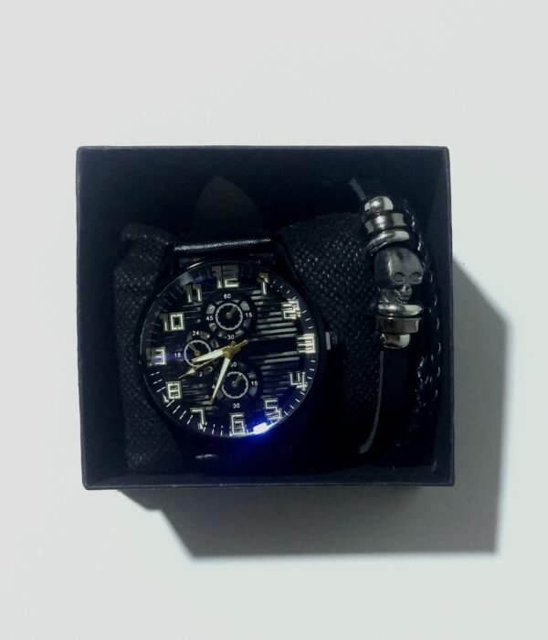 Reloj de Cuarzo con Pulsera  🎁 (color negro)